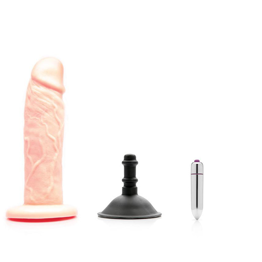 Tantus Sam O2 Vibrating Dual Density Dildo Kit Warm Ivory